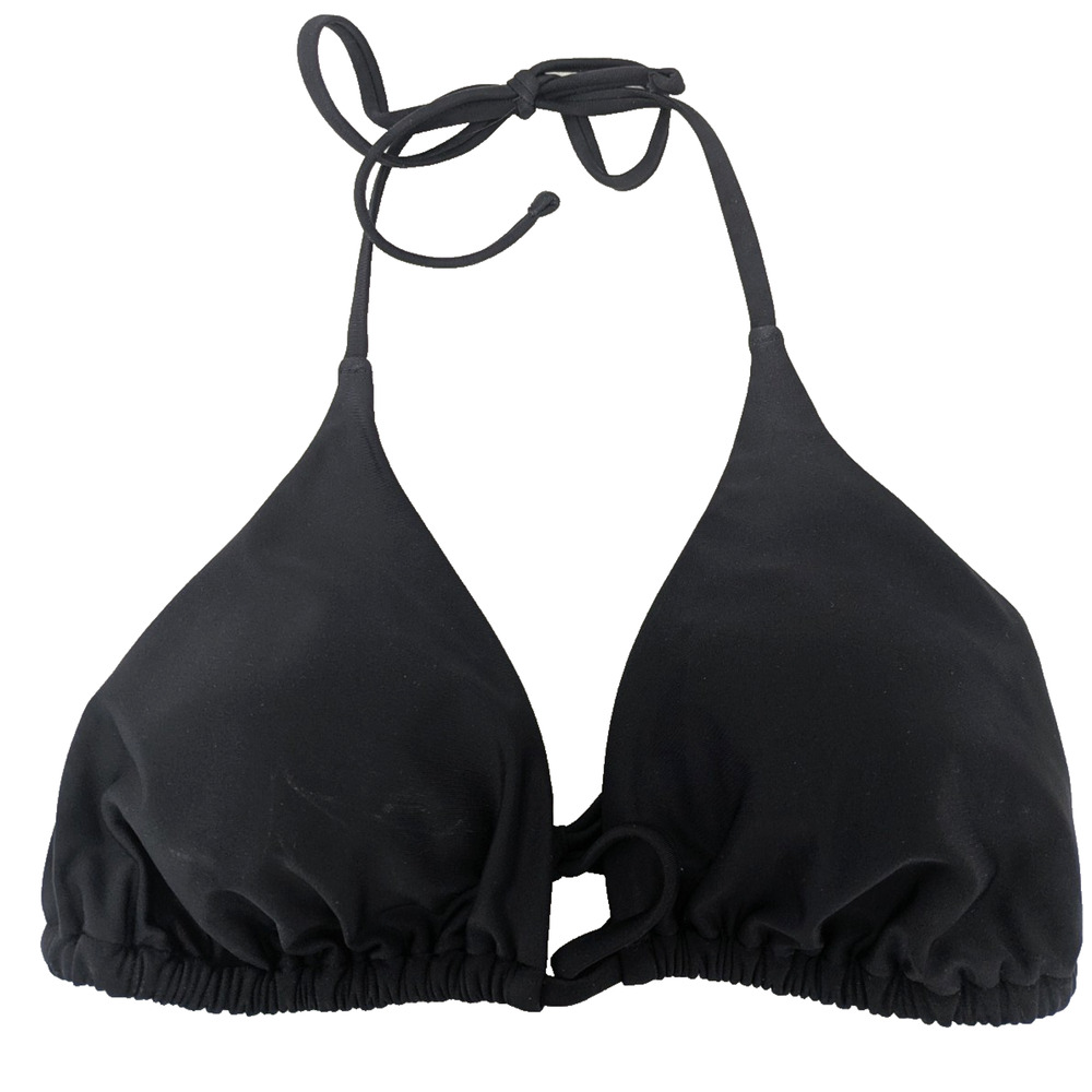 Women's Triangle Bikini Top Black L arge Swimwear Halter Tie Back